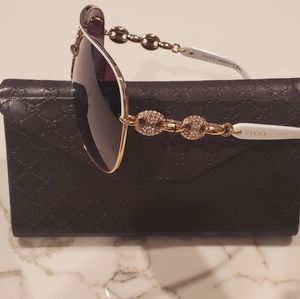 Gucci Crystal Chain Link Aviator Sunglasses